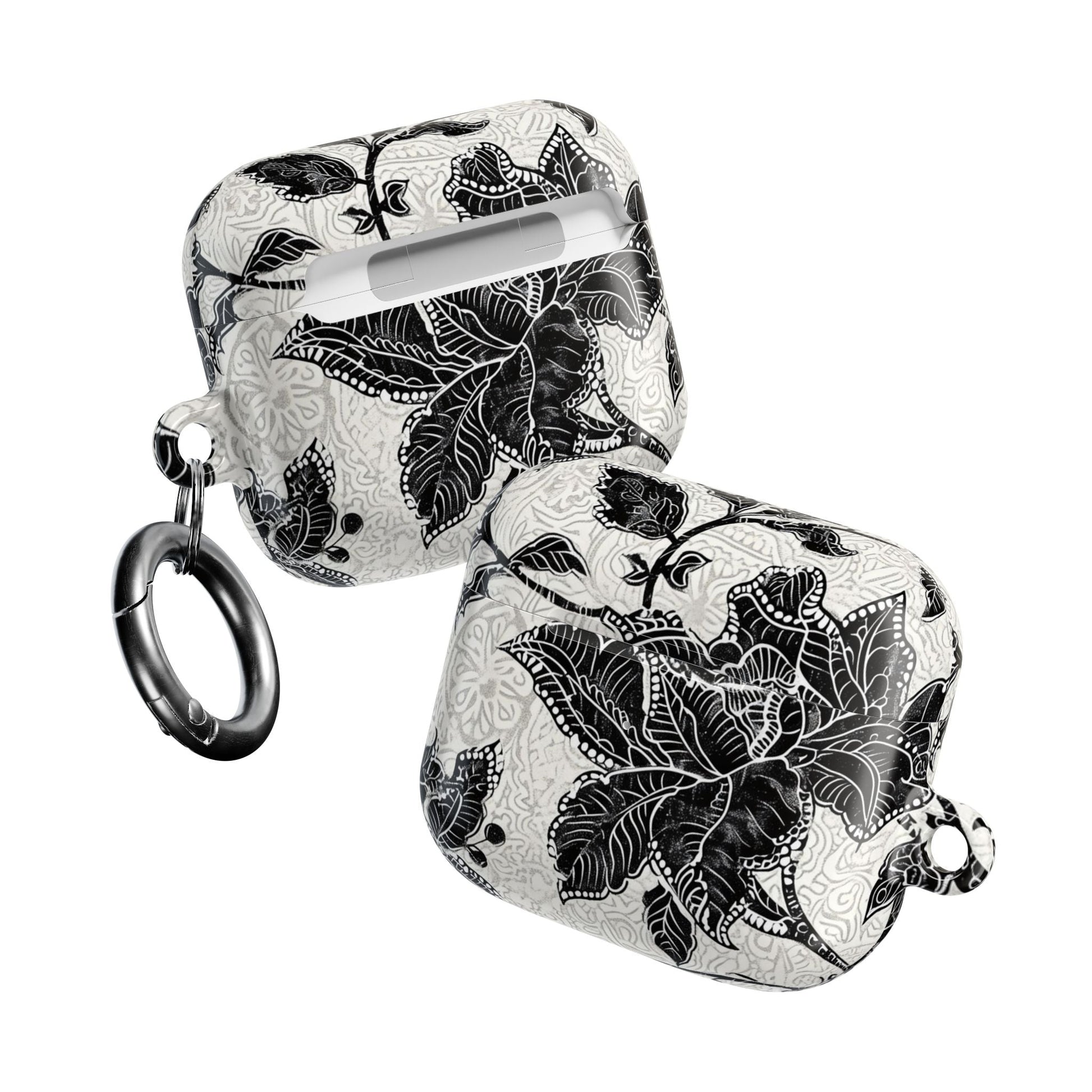 Floral Lace AirPod Case — Black & White Botanical Protective Cover - DIGITAL X
