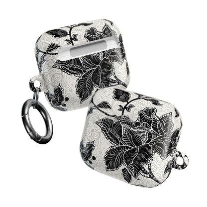 Floral Lace AirPod Case — Black & White Botanical Protective Cover - DIGITAL X