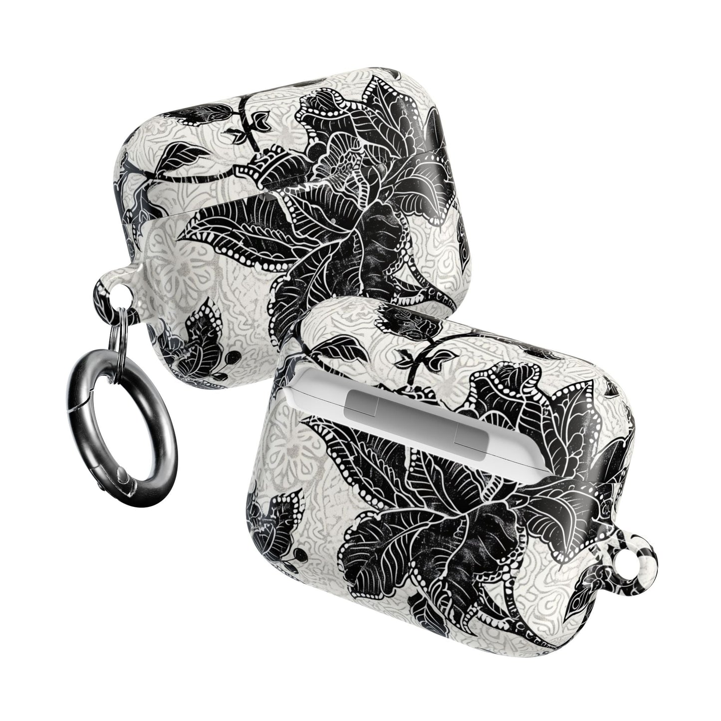 Floral Lace AirPod Case — Black & White Botanical Protective Cover - DIGITAL X