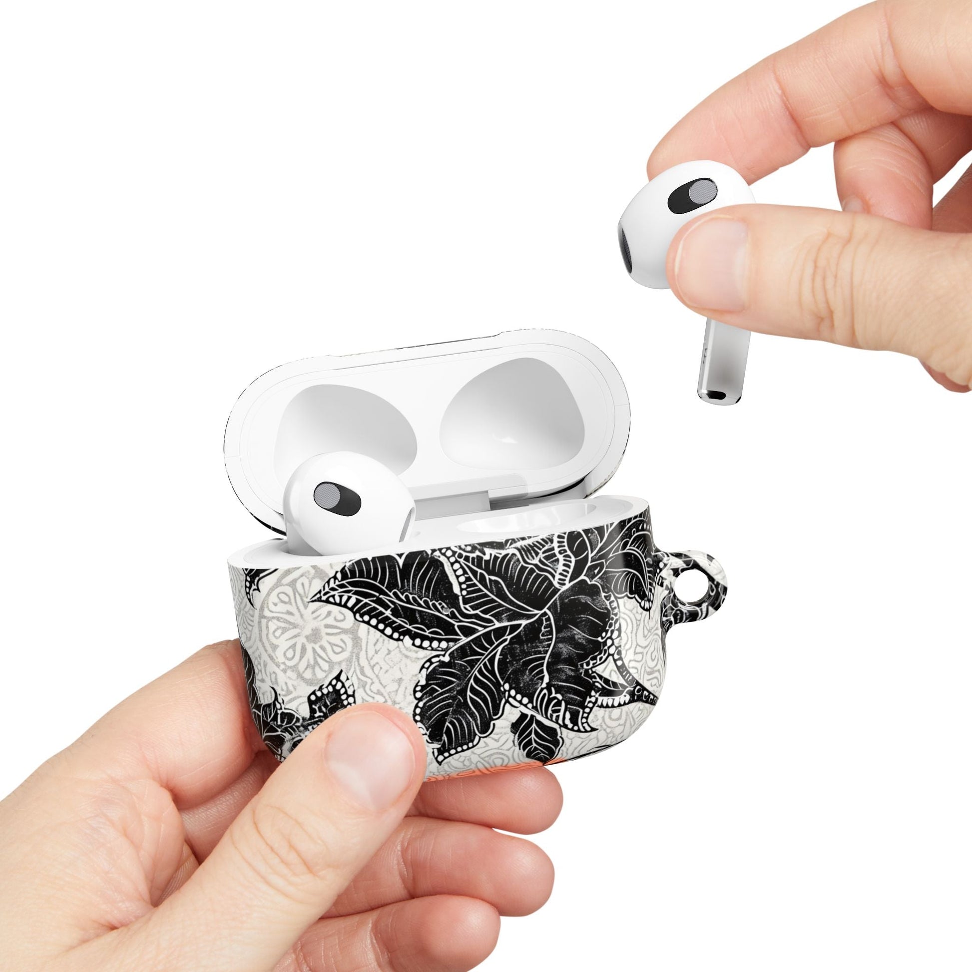 Floral Lace AirPod Case — Black & White Botanical Protective Cover - DIGITAL X