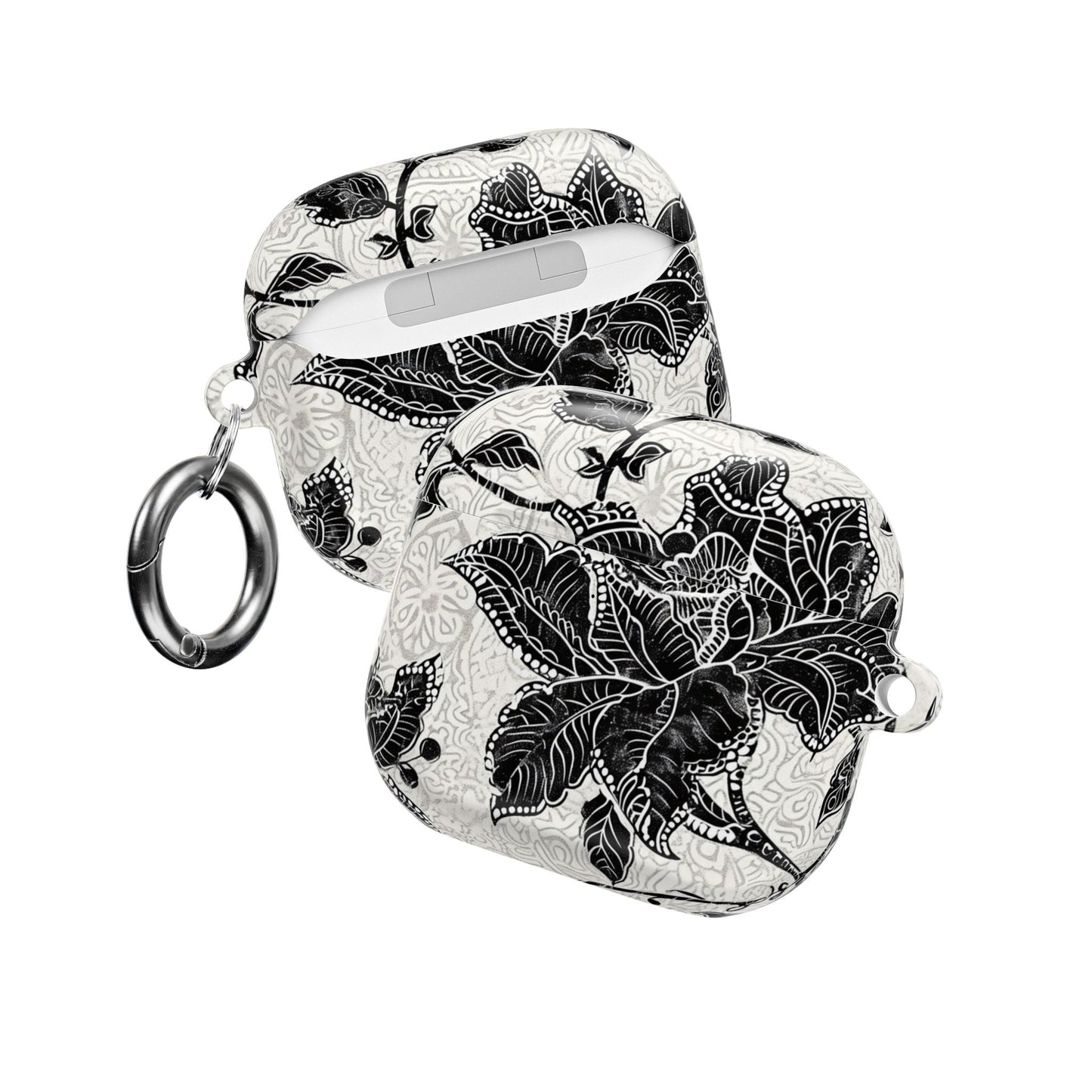 Floral Lace AirPod Case — Black & White Botanical Protective Cover - DIGITAL X