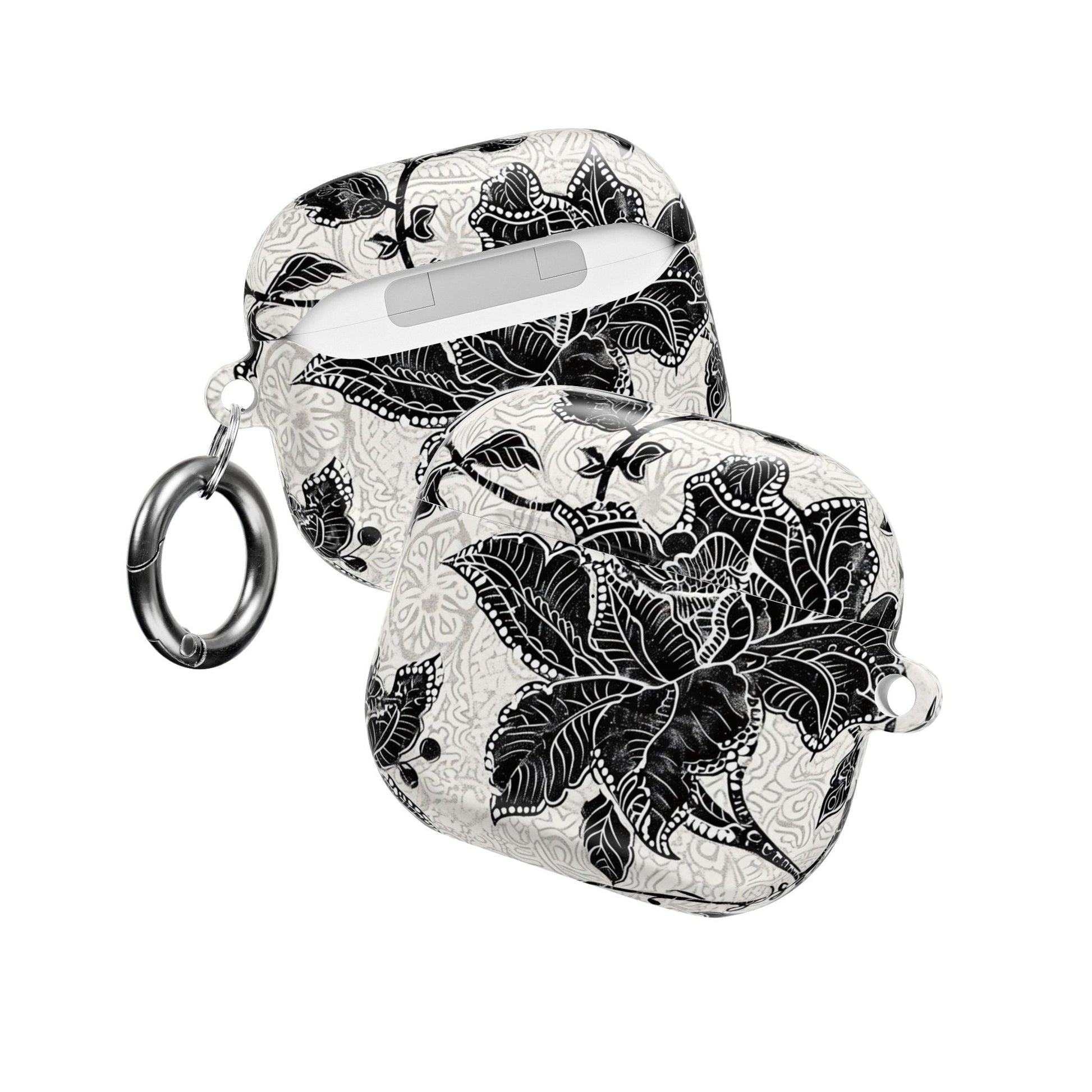 Floral Lace AirPod Case — Black & White Botanical Protective Cover - DIGITAL X
