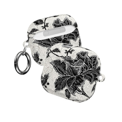 Floral Lace AirPod Case — Black & White Botanical Protective Cover - DIGITAL X