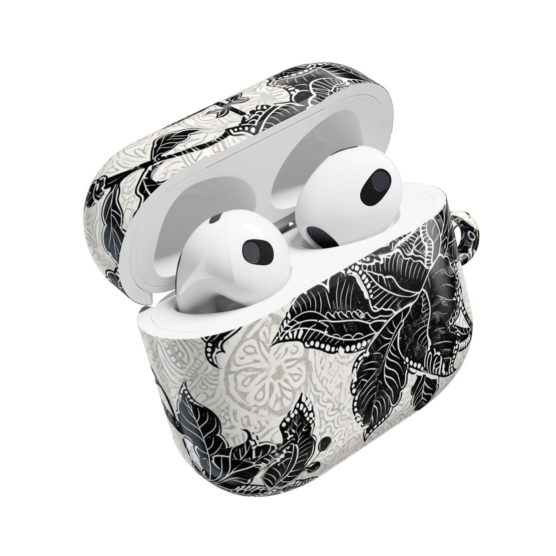 Floral Lace AirPod Case — Black & White Botanical Protective Cover - DIGITAL X