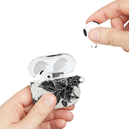 Floral Lace AirPod Case — Black & White Botanical Protective Cover - DIGITAL X