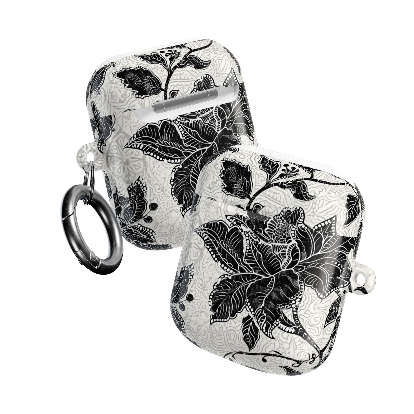 Floral Lace AirPod Case — Black & White Botanical Protective Cover - DIGITAL X