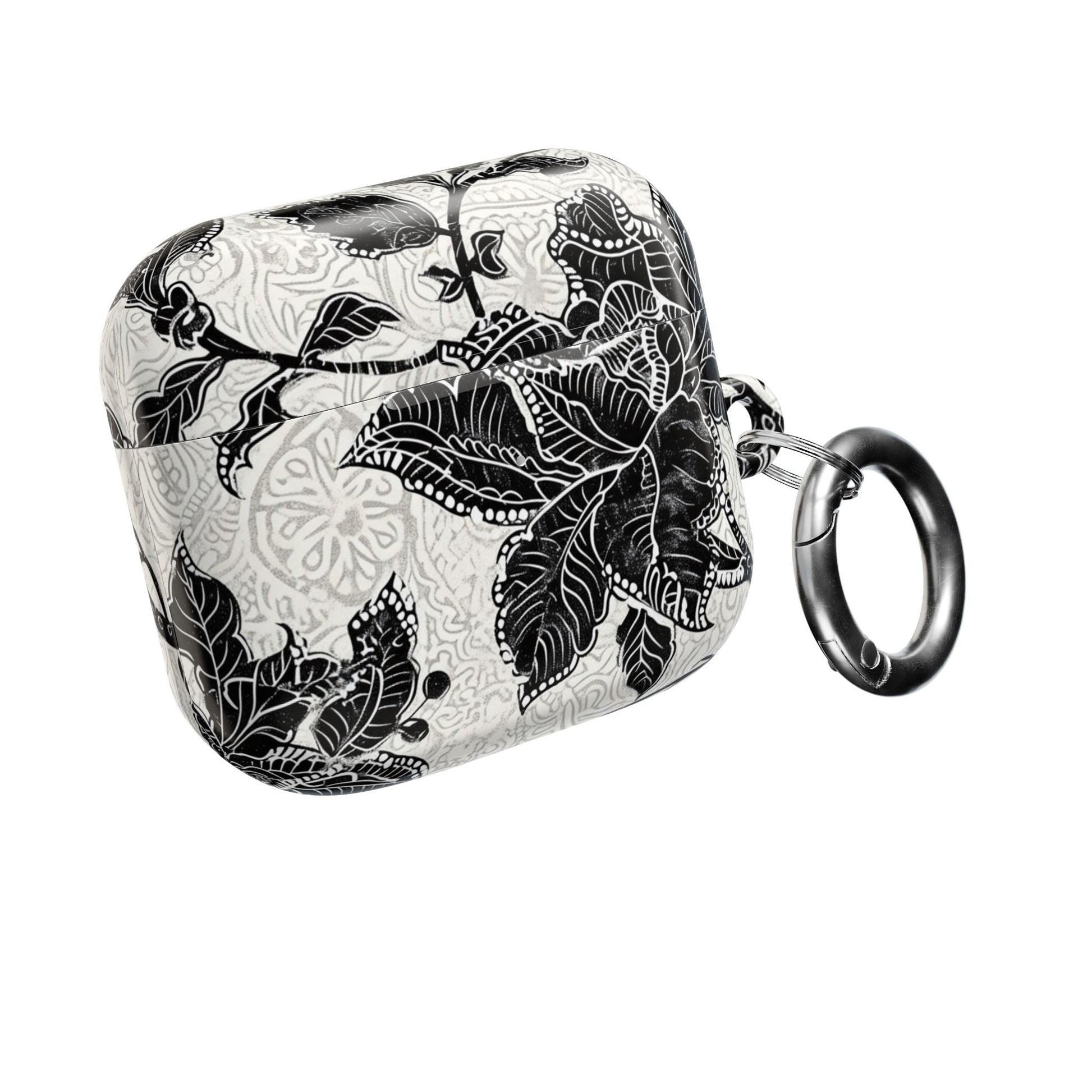 Floral Lace AirPod Case — Black & White Botanical Protective Cover - DIGITAL X