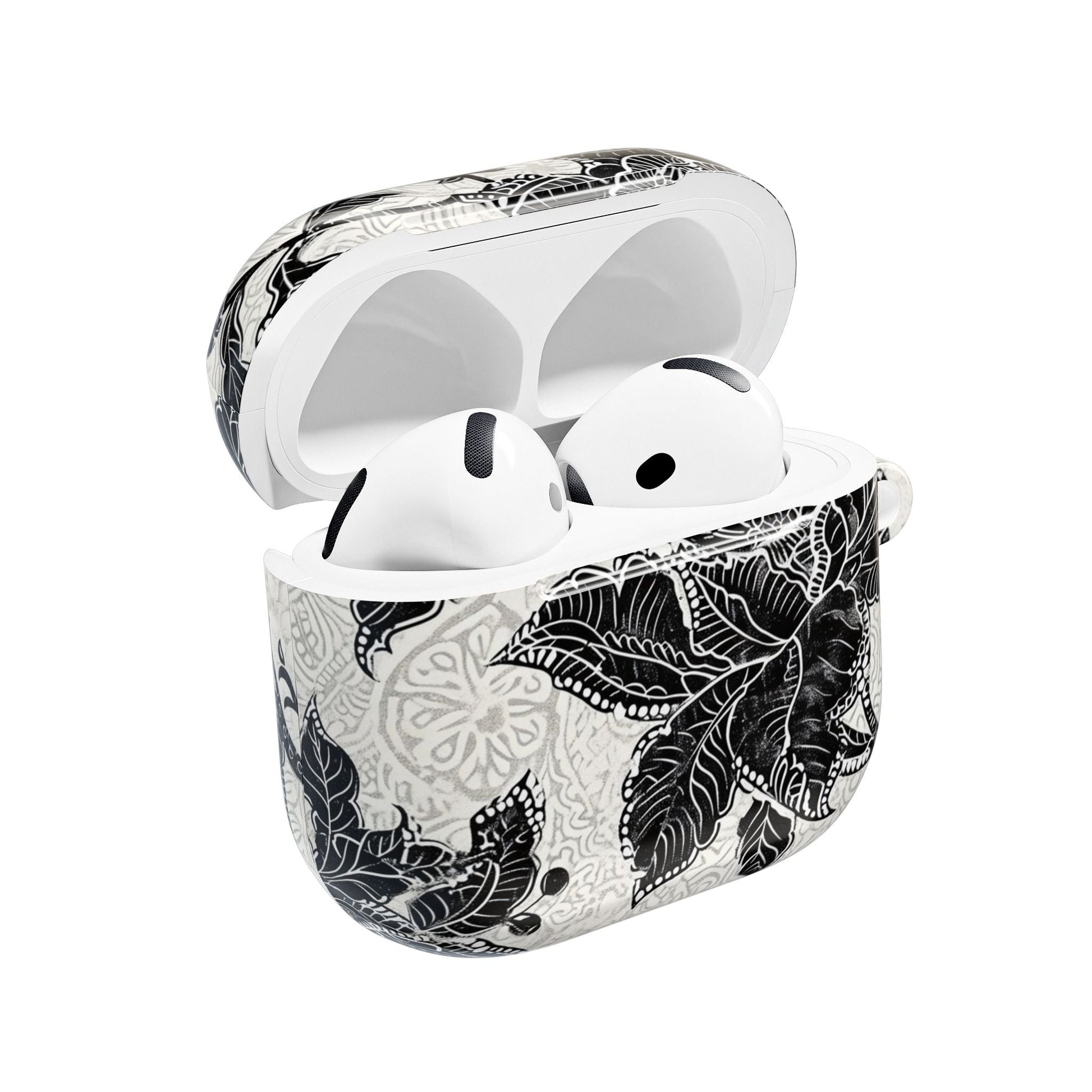 Floral Lace AirPod Case — Black & White Botanical Protective Cover - DIGITAL X