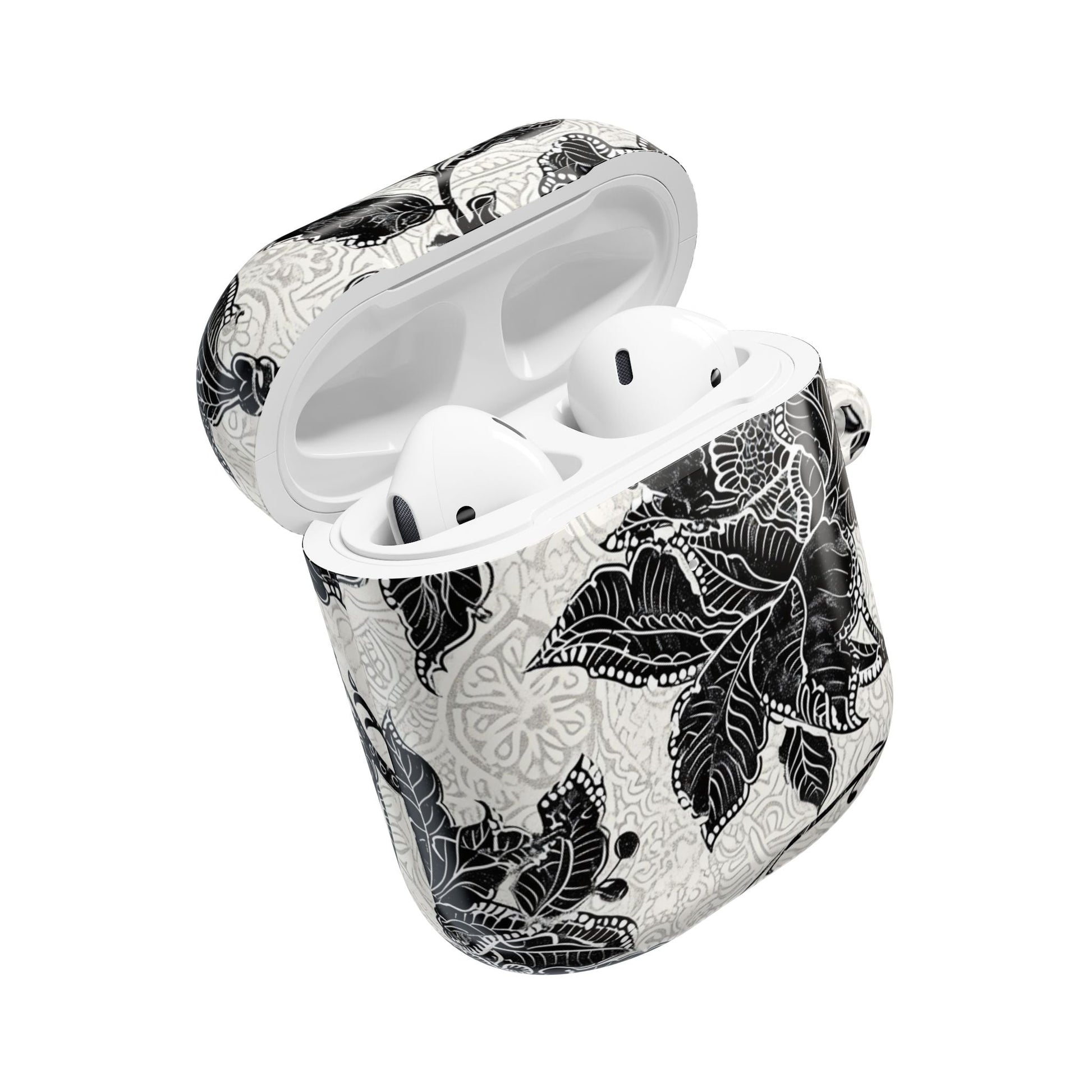Floral Lace AirPod Case — Black & White Botanical Protective Cover - DIGITAL X