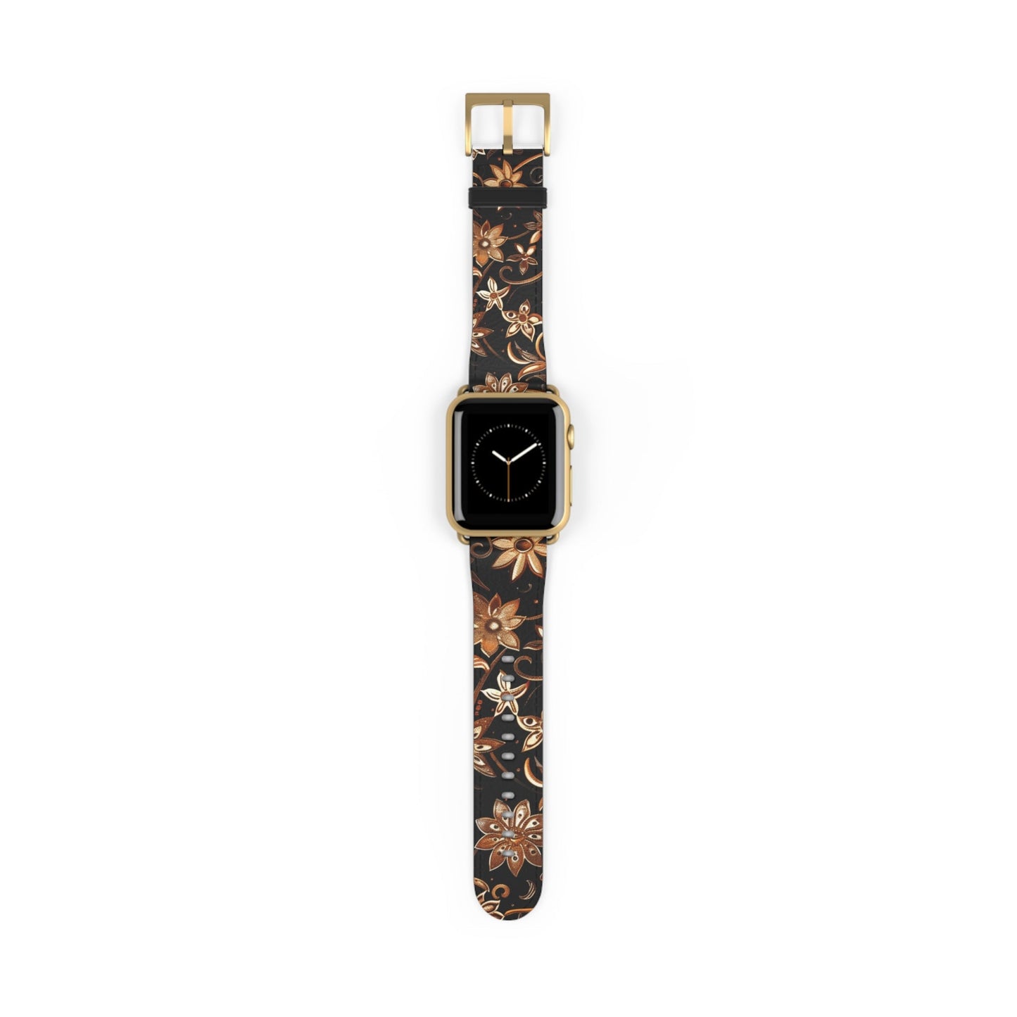 Floral Leather Watch Band — Vintage Brown Floral Pattern for Apple Watch - DIGITAL X