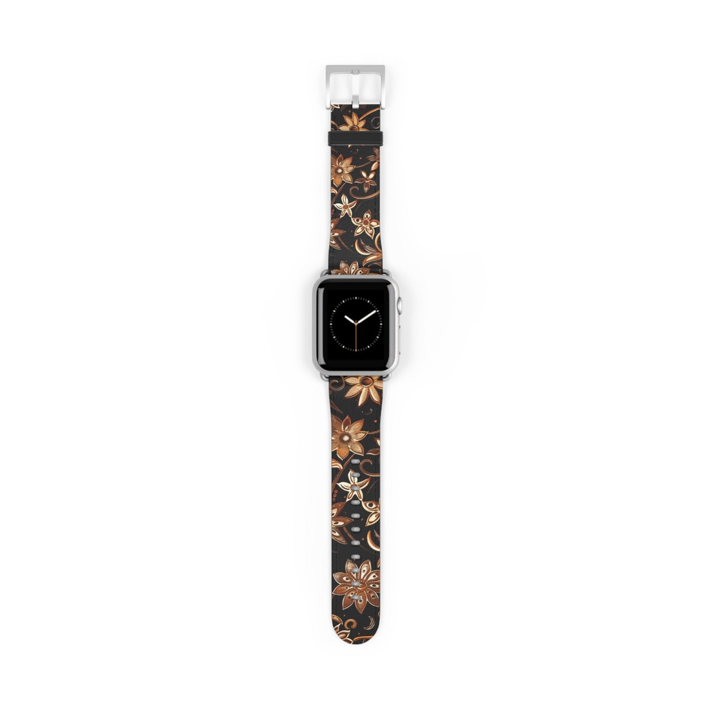 Floral Leather Watch Band — Vintage Brown Floral Pattern for Apple Watch - DIGITAL X