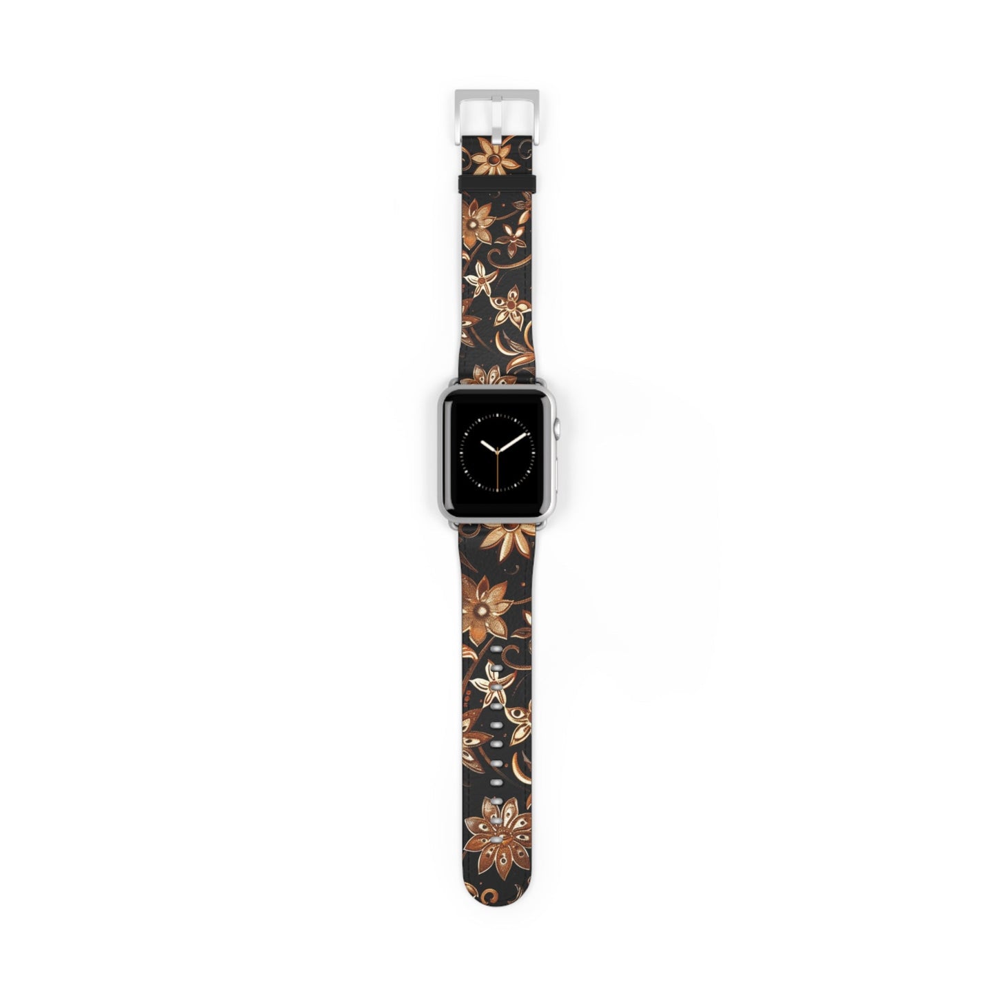 Floral Leather Watch Band — Vintage Brown Floral Pattern for Apple Watch - DIGITAL X