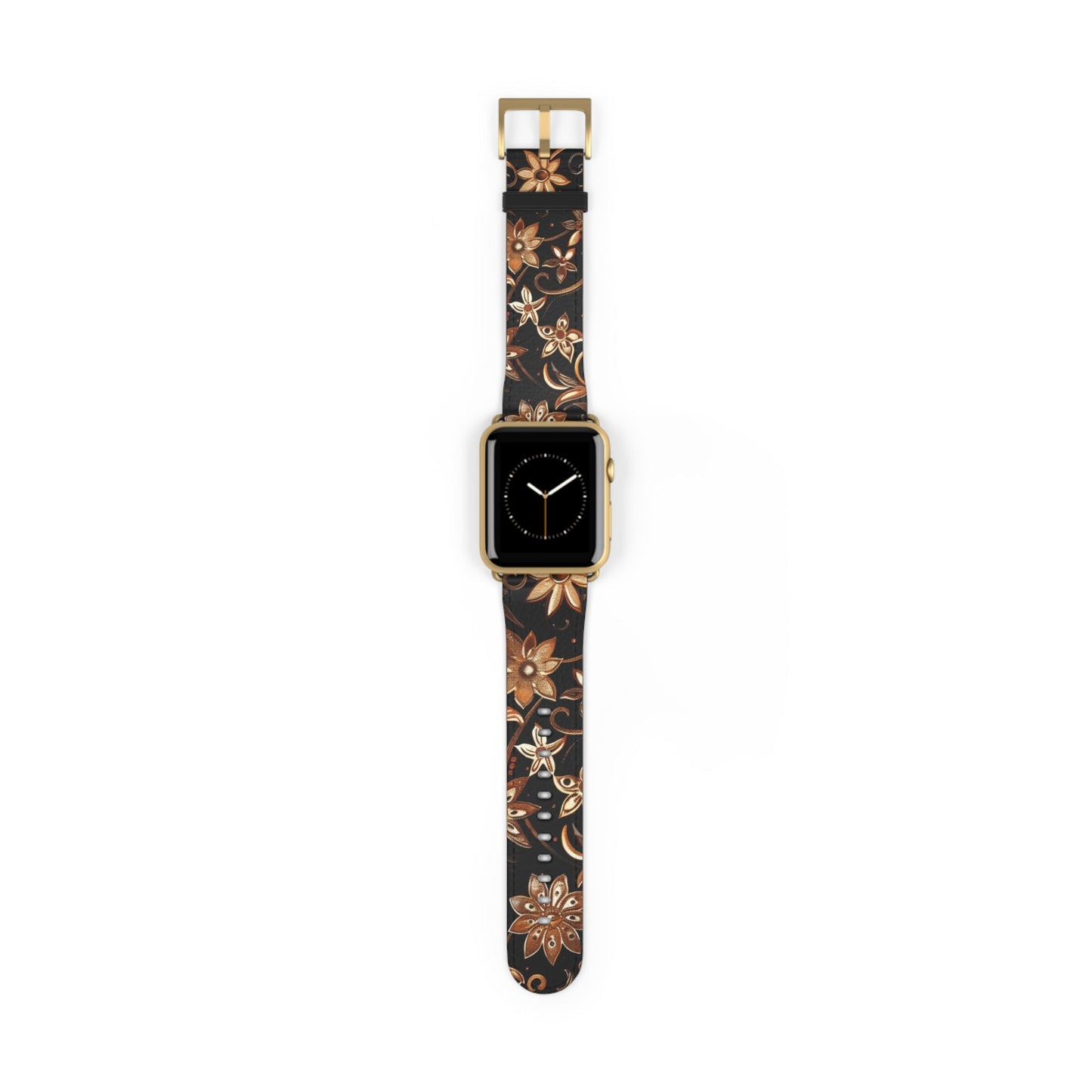 Floral Leather Watch Band — Vintage Brown Floral Pattern for Apple Watch - DIGITAL X