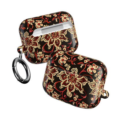 Floral Mandala AirPod Case – Vintage Red & Gold Pattern - DIGITAL X