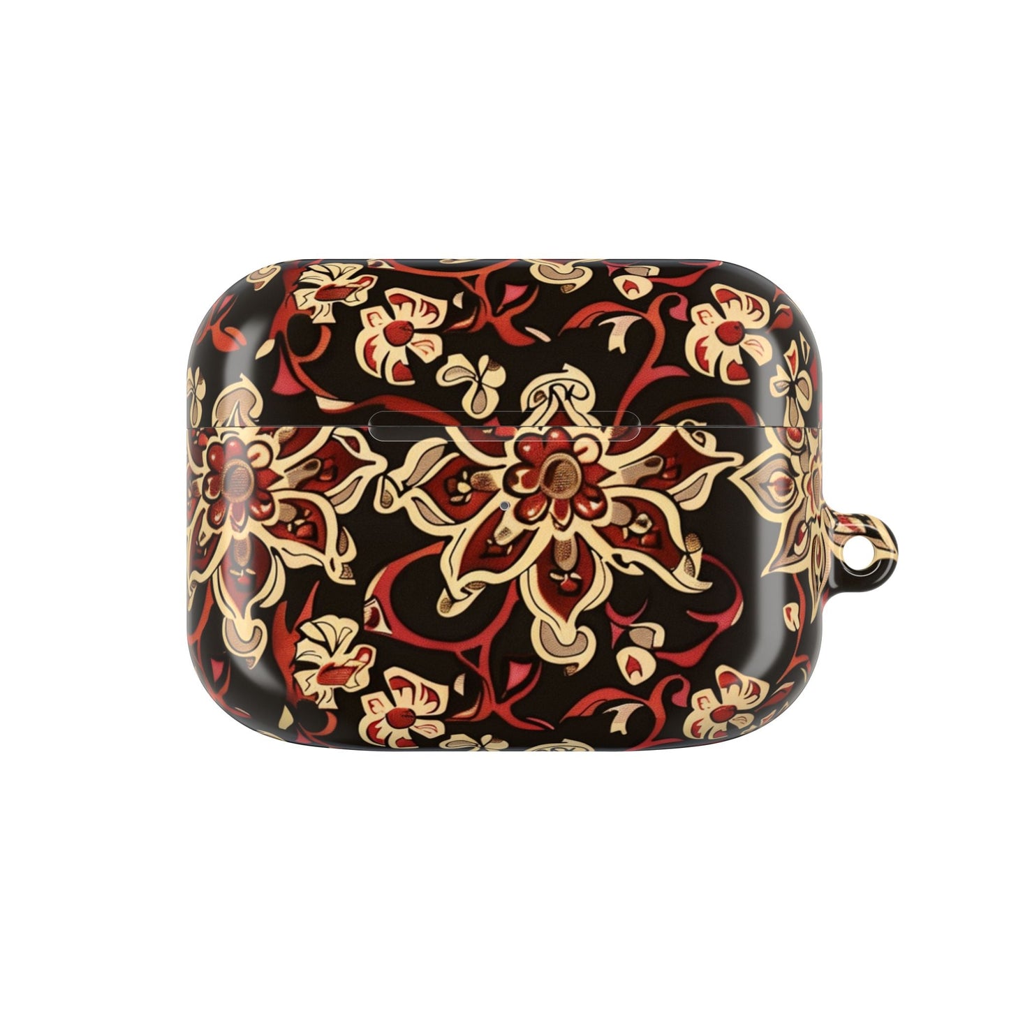 Floral Mandala AirPod Case – Vintage Red & Gold Pattern - DIGITAL X