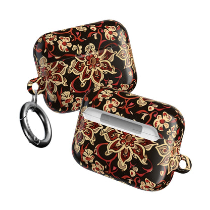 Floral Mandala AirPod Case – Vintage Red & Gold Pattern - DIGITAL X