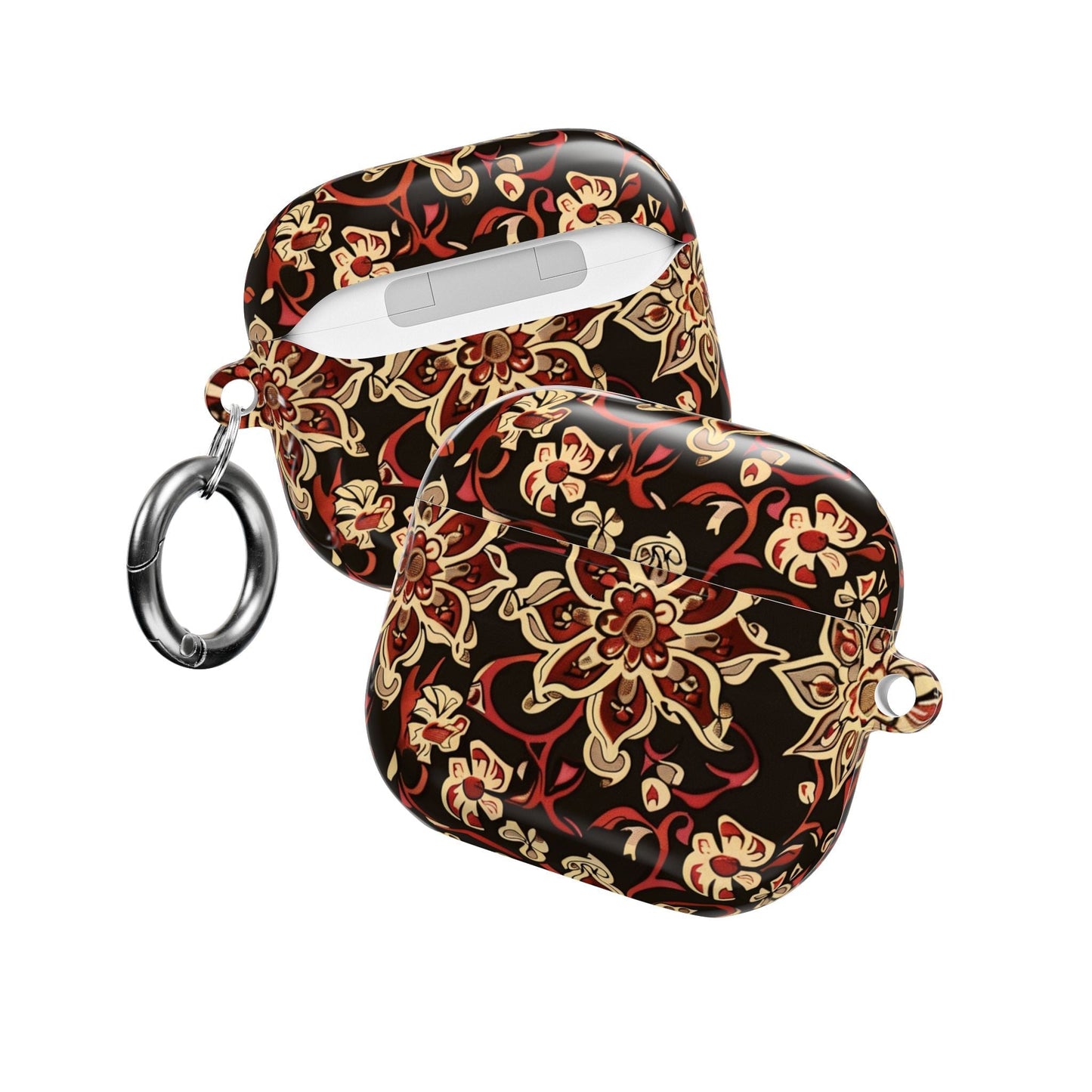 Floral Mandala AirPod Case – Vintage Red & Gold Pattern - DIGITAL X