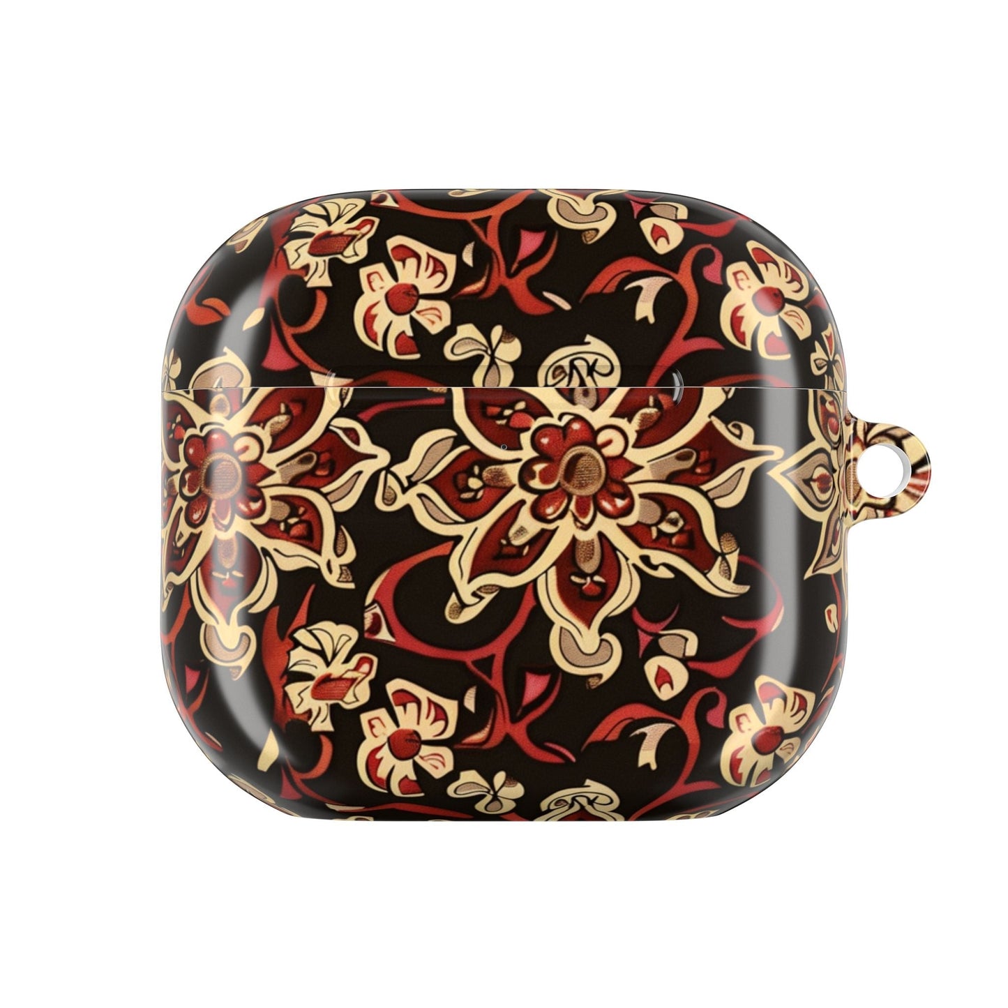 Floral Mandala AirPod Case – Vintage Red & Gold Pattern - DIGITAL X