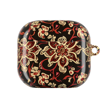 Floral Mandala AirPod Case – Vintage Red & Gold Pattern - DIGITAL X