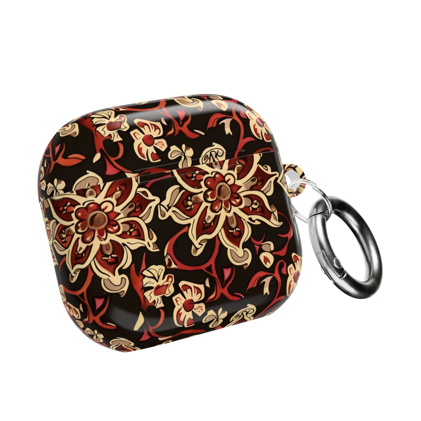 Floral Mandala AirPod Case – Vintage Red & Gold Pattern - DIGITAL X