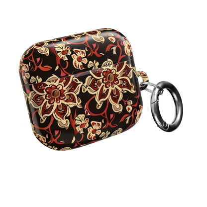 Floral Mandala AirPod Case – Vintage Red & Gold Pattern - DIGITAL X