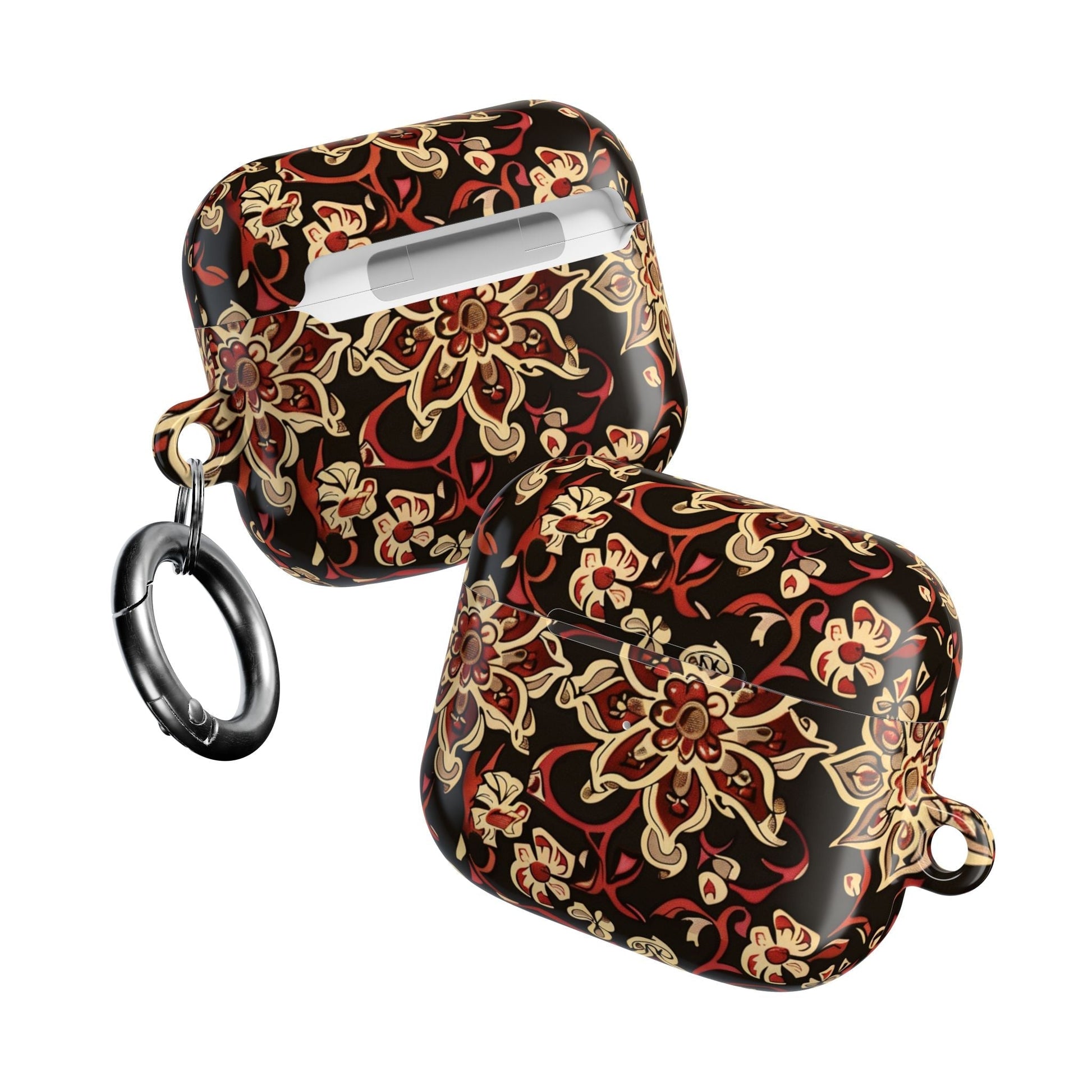 Floral Mandala AirPod Case – Vintage Red & Gold Pattern - DIGITAL X