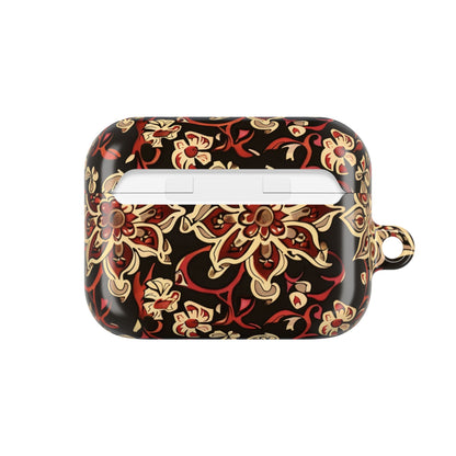 Floral Mandala AirPod Case – Vintage Red & Gold Pattern - DIGITAL X