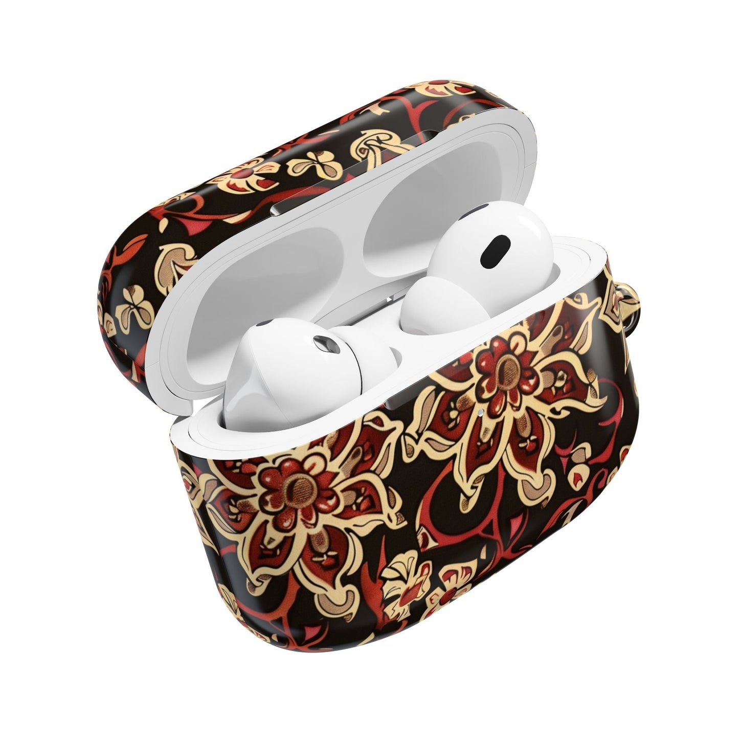Floral Mandala AirPod Case – Vintage Red & Gold Pattern - DIGITAL X