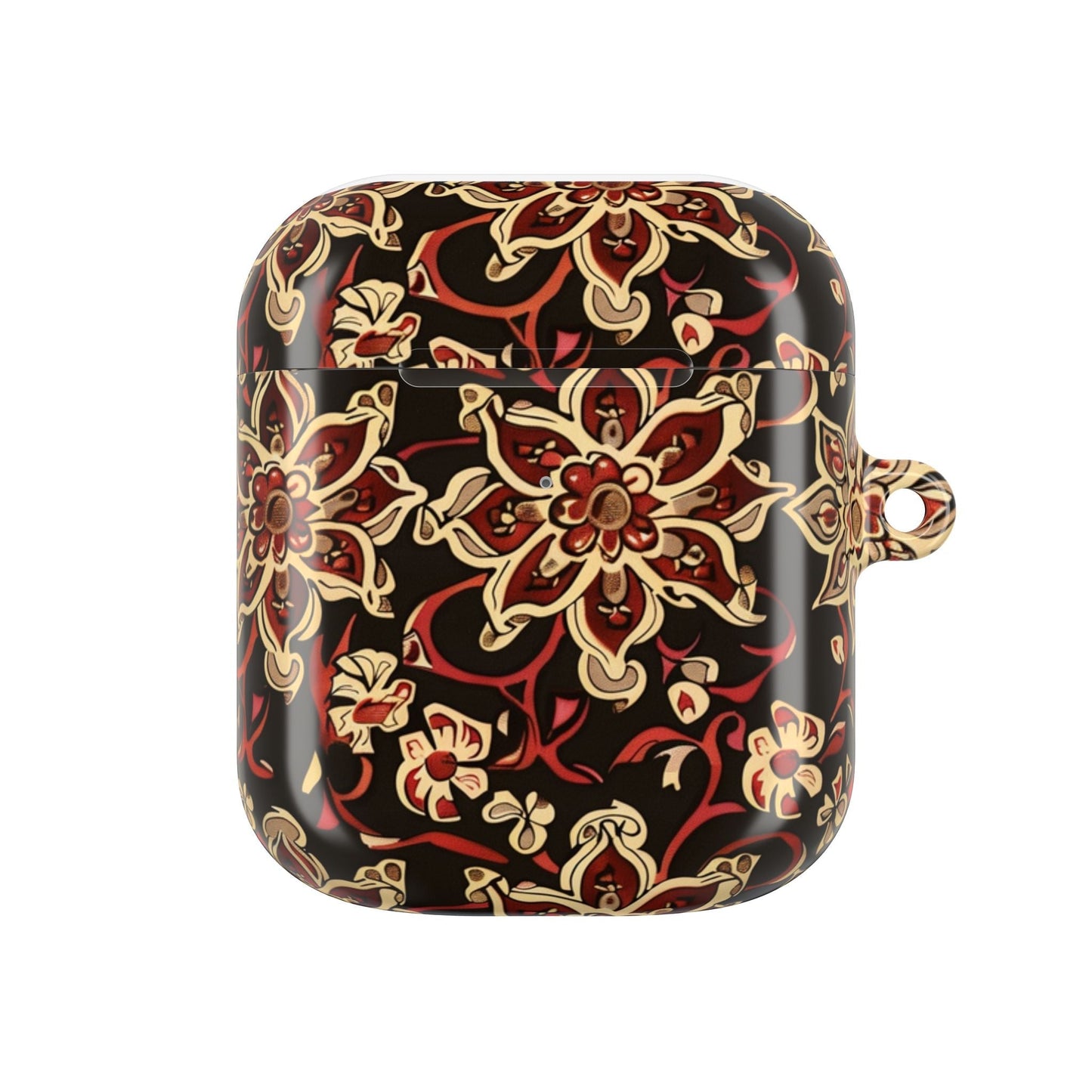 Floral Mandala AirPod Case – Vintage Red & Gold Pattern - DIGITAL X