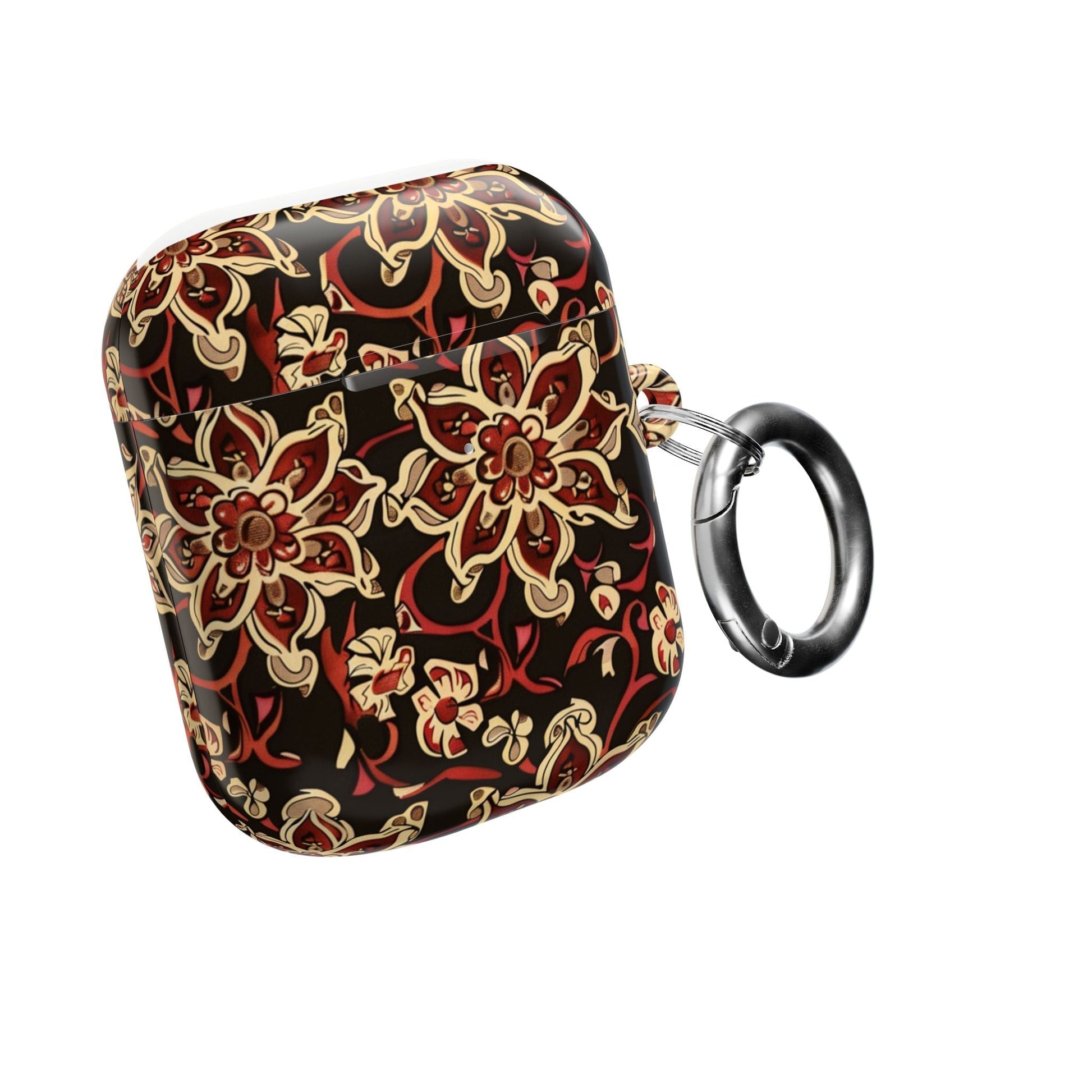 Floral Mandala AirPod Case – Vintage Red & Gold Pattern - DIGITAL X