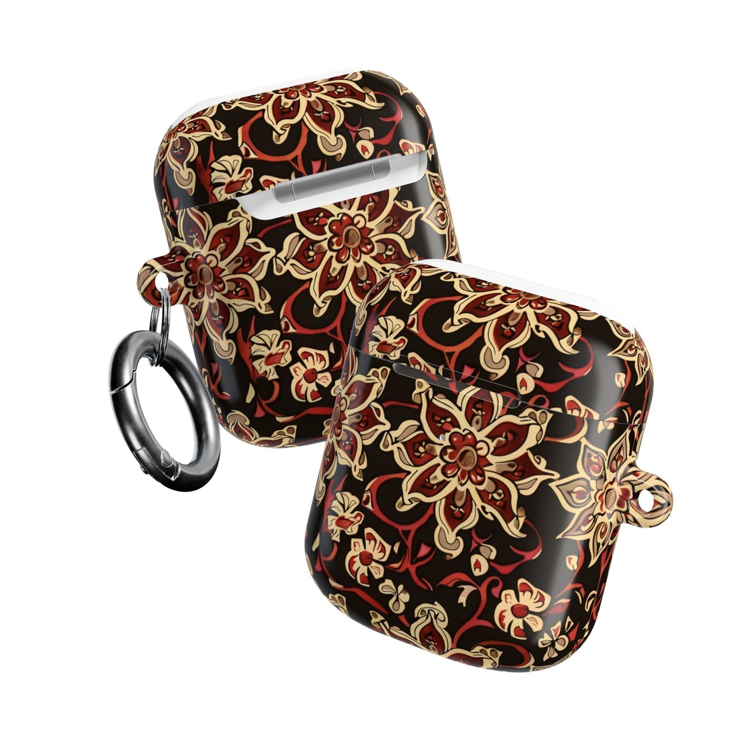 Floral Mandala AirPod Case – Vintage Red & Gold Pattern - DIGITAL X