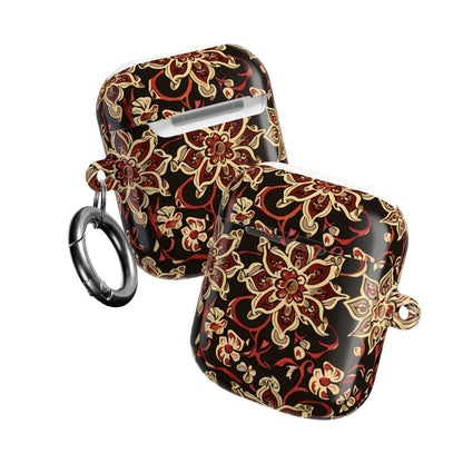 Floral Mandala AirPod Case – Vintage Red & Gold Pattern - DIGITAL X