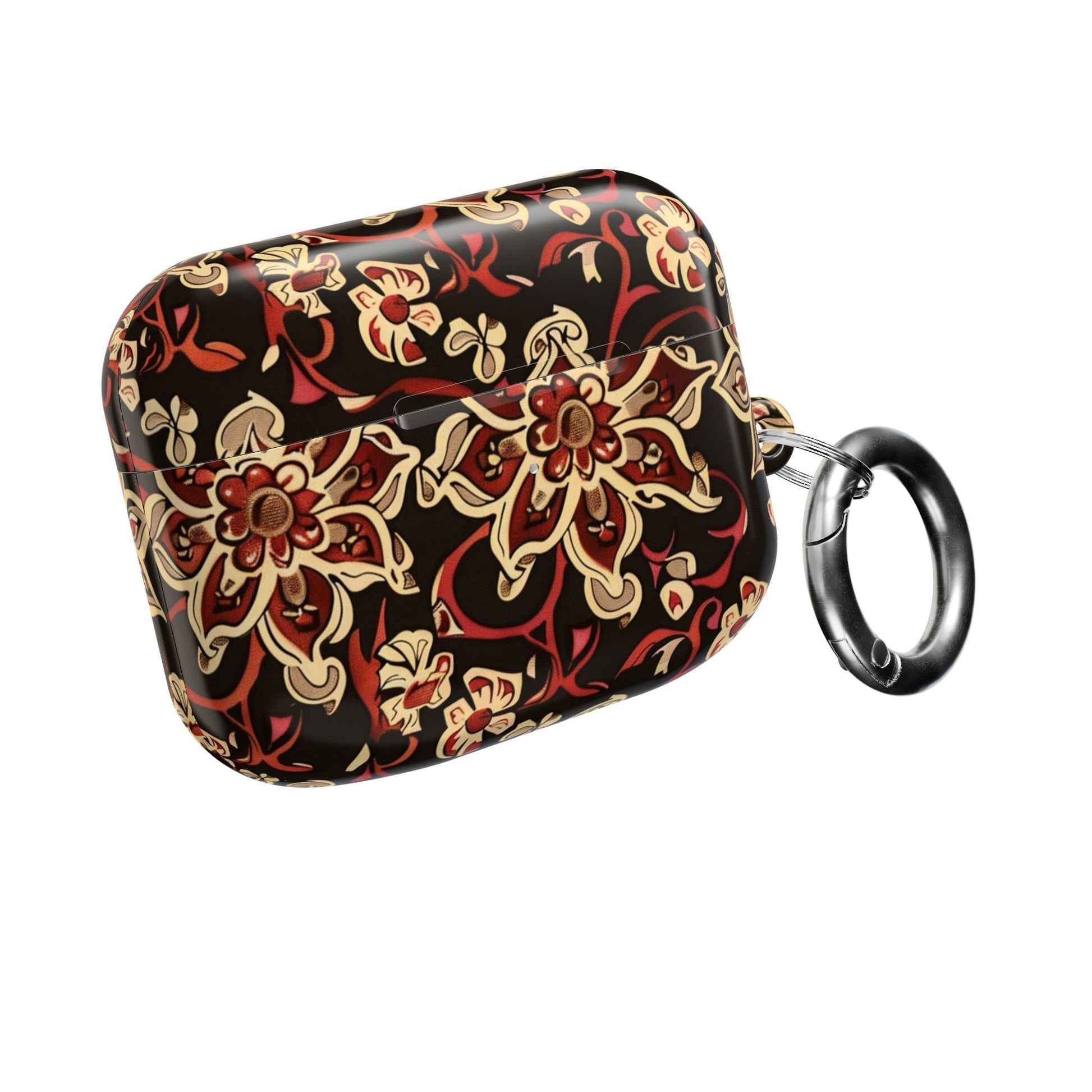 Floral Mandala AirPod Case – Vintage Red & Gold Pattern - DIGITAL X