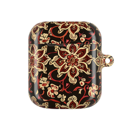 Floral Mandala AirPod Case – Vintage Red & Gold Pattern - DIGITAL X