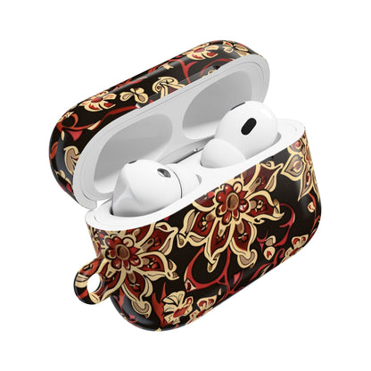 Floral Mandala AirPod Case – Vintage Red & Gold Pattern - DIGITAL X