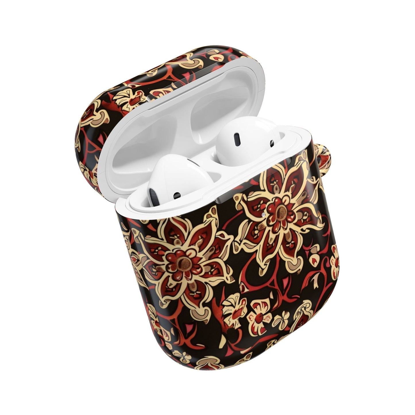 Floral Mandala AirPod Case – Vintage Red & Gold Pattern - DIGITAL X