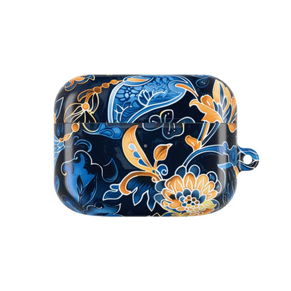 Floral Navy Blue AirPod Case — Elegant Yellow & Blue Flower Protective Cover - DIGITAL X