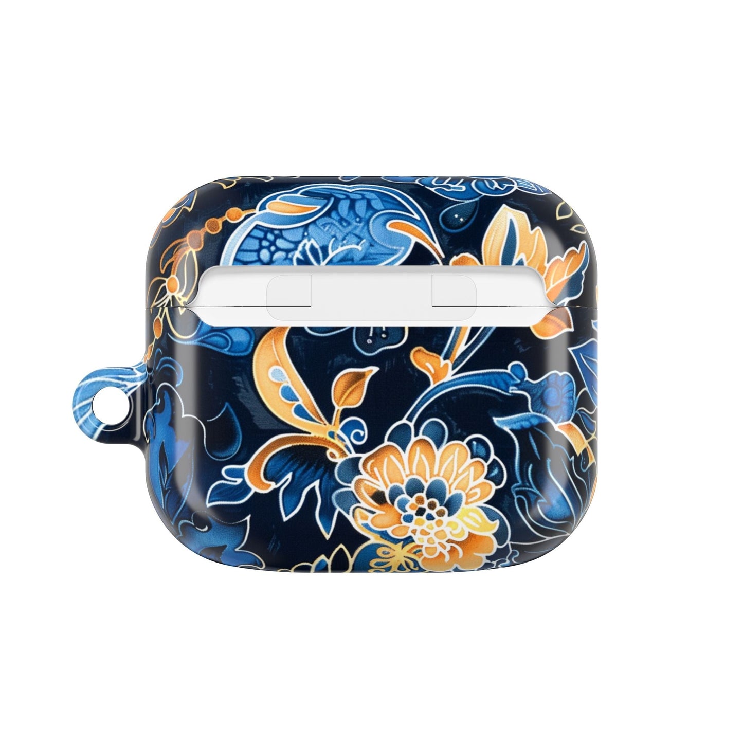 Floral Navy Blue AirPod Case — Elegant Yellow & Blue Flower Protective Cover - DIGITAL X