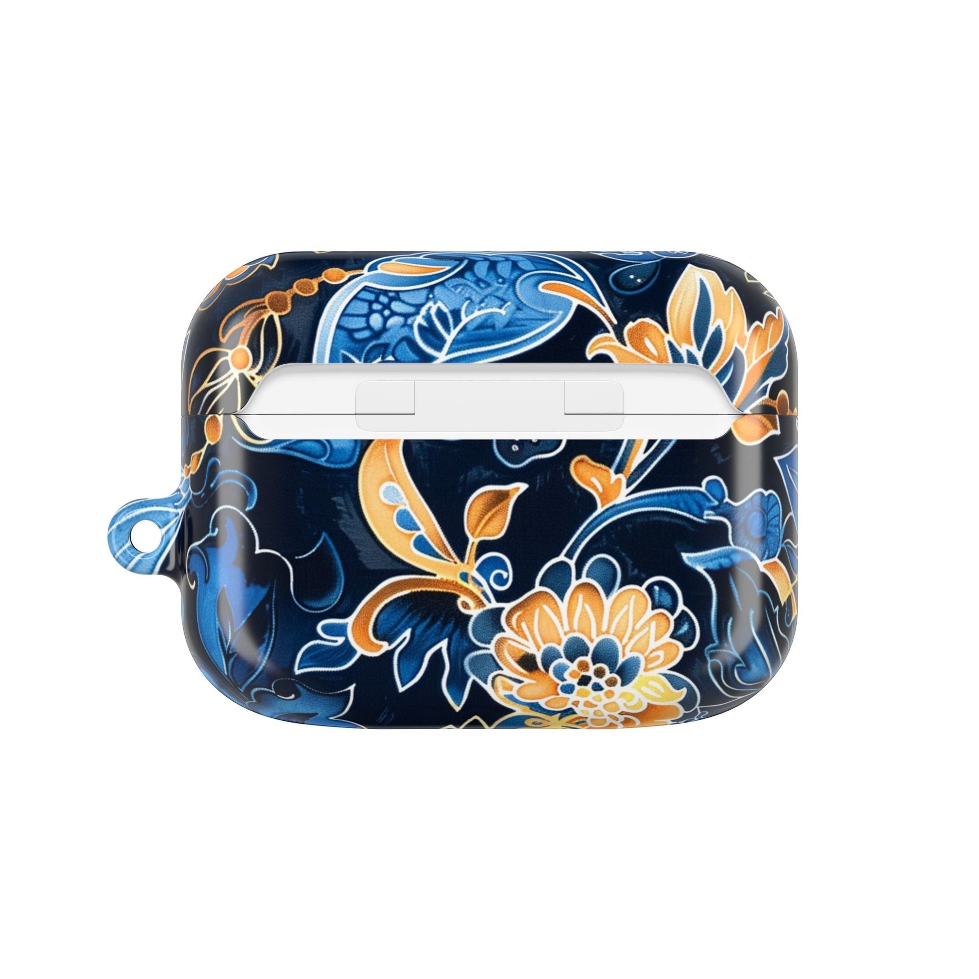 Floral Navy Blue AirPod Case — Elegant Yellow & Blue Flower Protective Cover - DIGITAL X