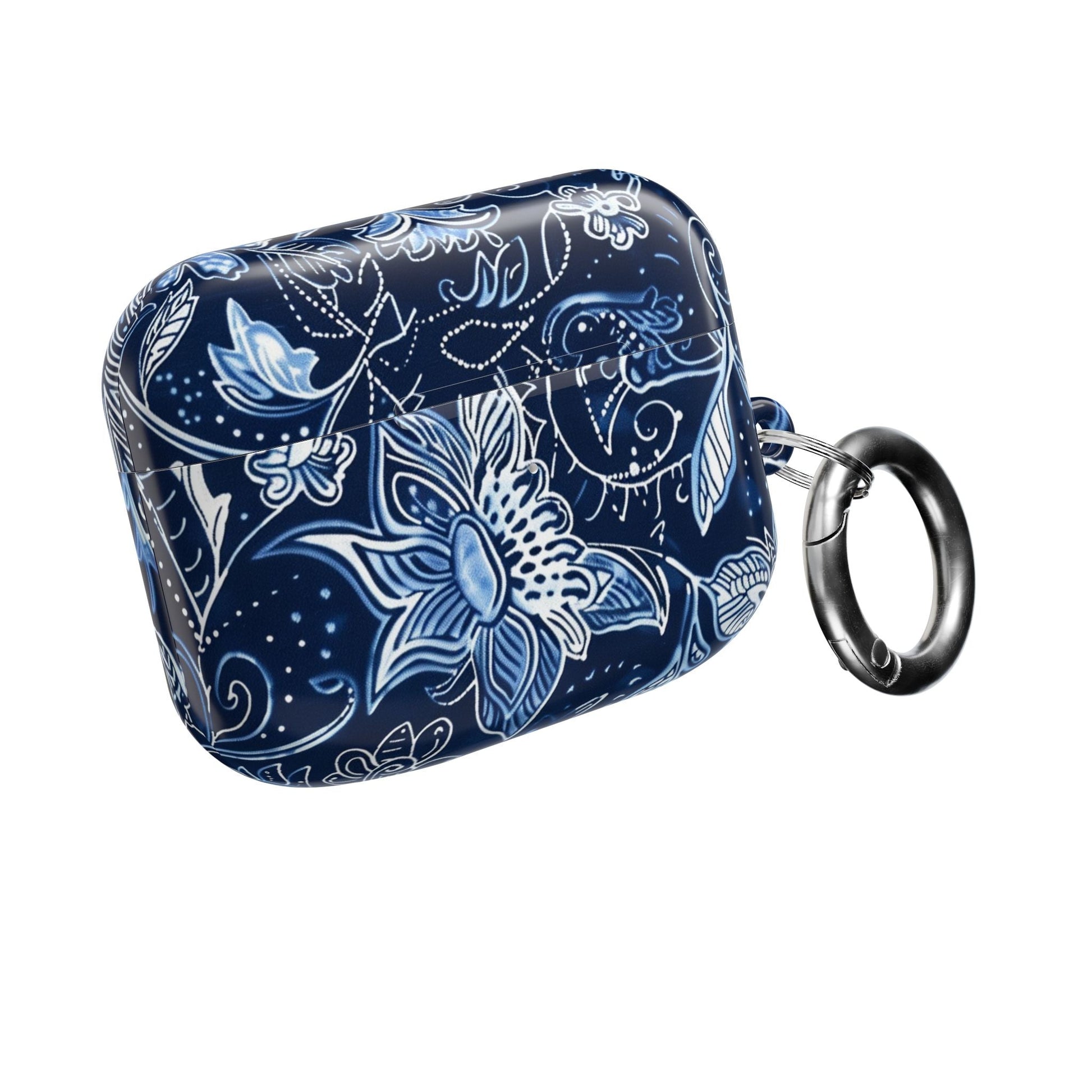 Floral Navy Blue AirPod Case — Paisley Lotus Protective Cover - DIGITAL X