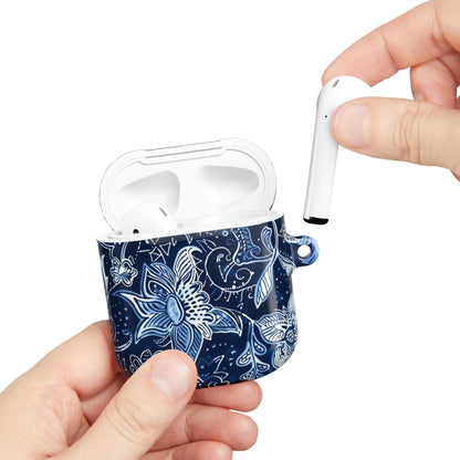 Floral Navy Blue AirPod Case — Paisley Lotus Protective Cover - DIGITAL X