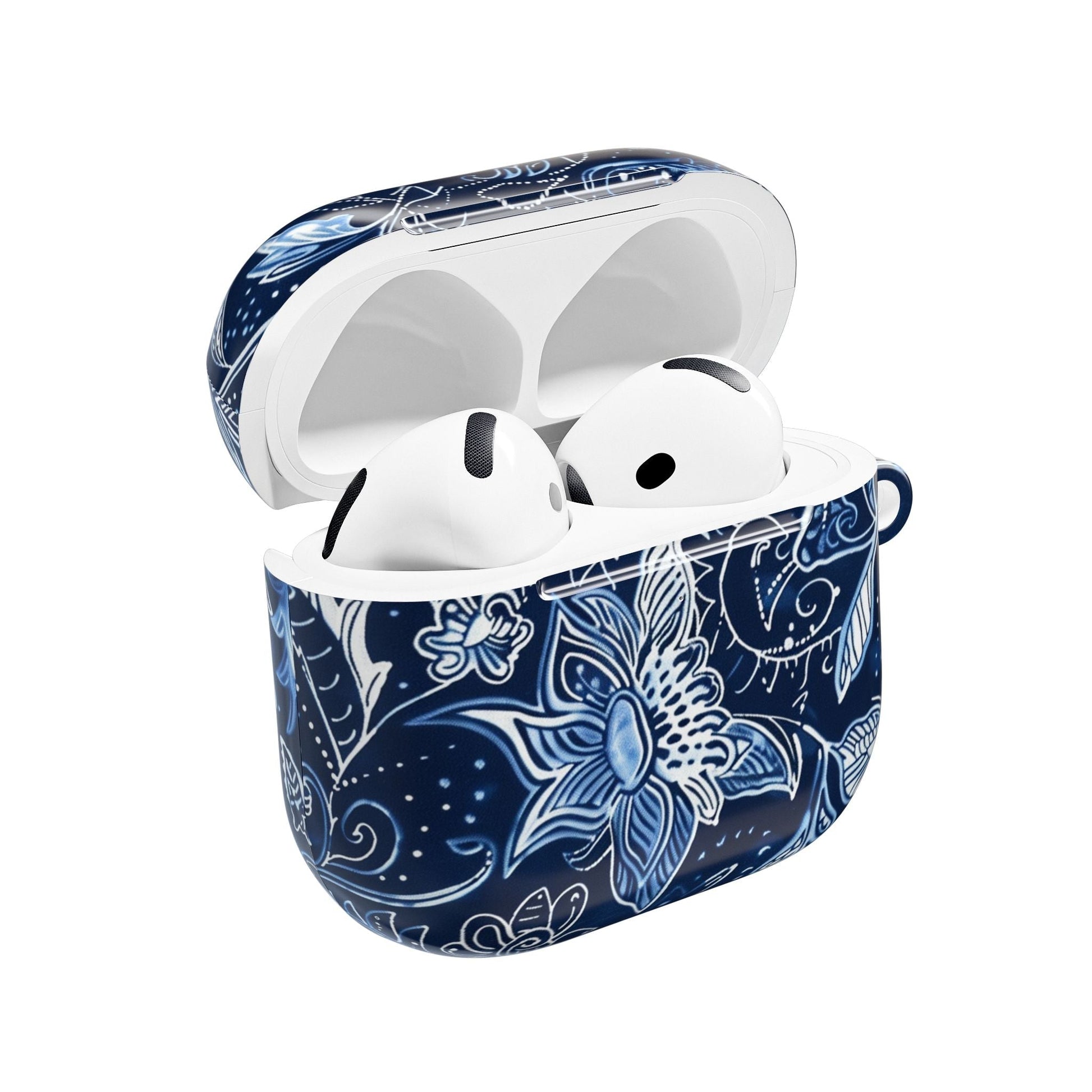 Floral Navy Blue AirPod Case — Paisley Lotus Protective Cover - DIGITAL X