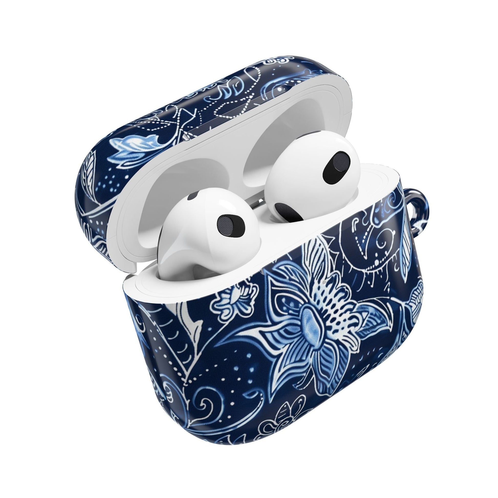 Floral Navy Blue AirPod Case — Paisley Lotus Protective Cover - DIGITAL X