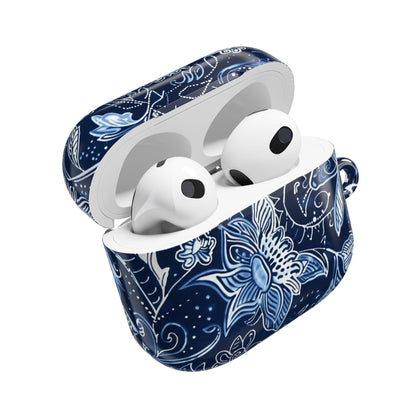 Floral Navy Blue AirPod Case — Paisley Lotus Protective Cover - DIGITAL X
