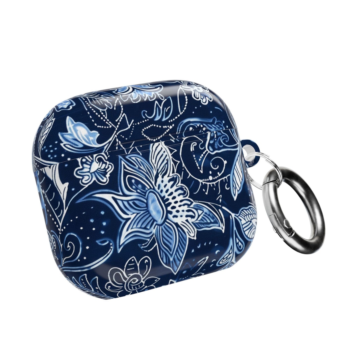 Floral Navy Blue AirPod Case — Paisley Lotus Protective Cover - DIGITAL X
