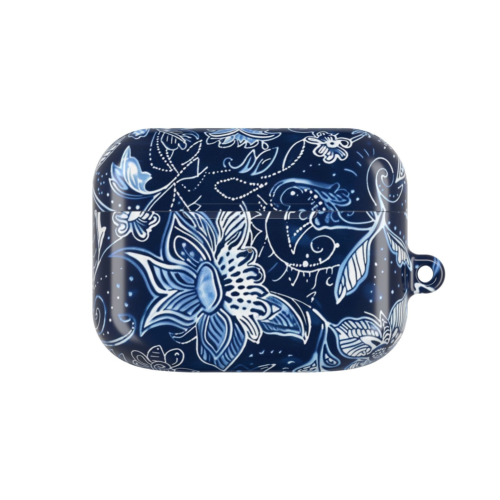 Floral Navy Blue AirPod Case — Paisley Lotus Protective Cover - DIGITAL X