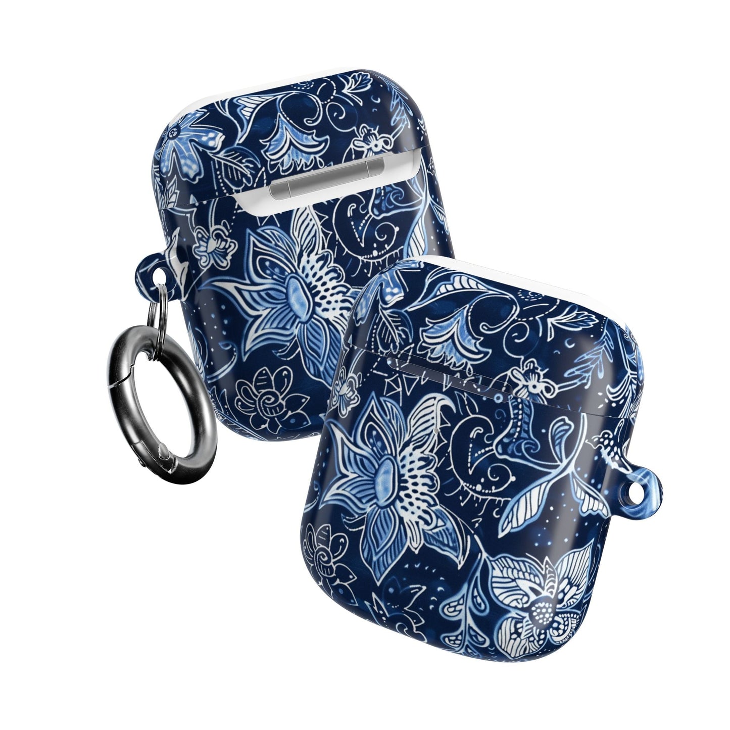 Floral Navy Blue AirPod Case — Paisley Lotus Protective Cover - DIGITAL X