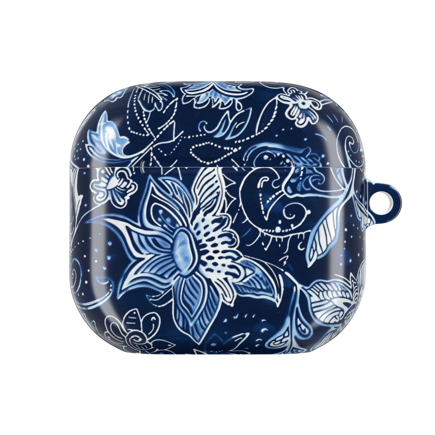 Floral Navy Blue AirPod Case — Paisley Lotus Protective Cover - DIGITAL X