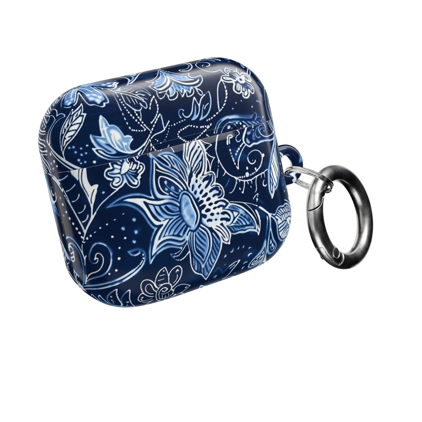 Floral Navy Blue AirPod Case — Paisley Lotus Protective Cover - DIGITAL X