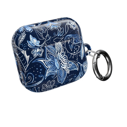 Floral Navy Blue AirPod Case — Paisley Lotus Protective Cover - DIGITAL X